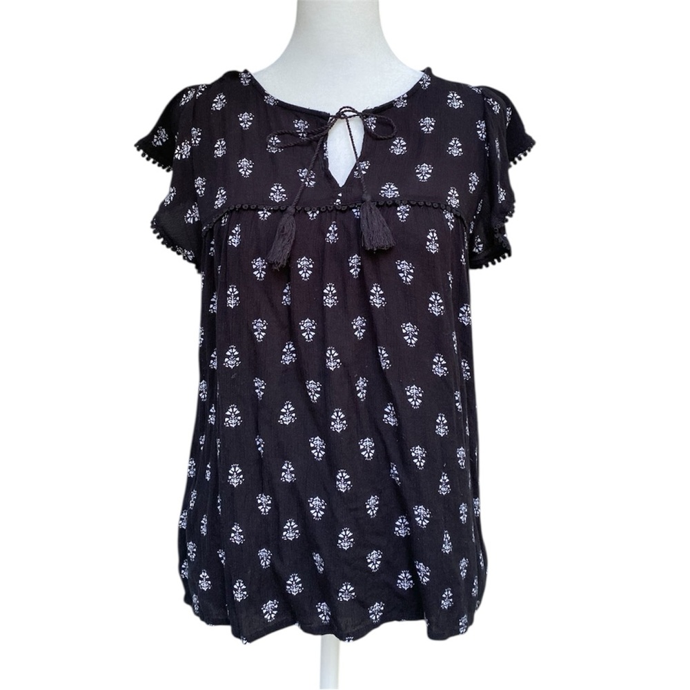 Old Navy Boho Print Tassel Tie Top